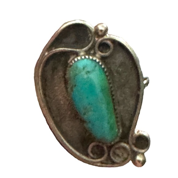 Robert Deutsawe Zuni Sterling Silver Turquoise Pendant Necklace & Cocktail Ring - Picture 11 of 16